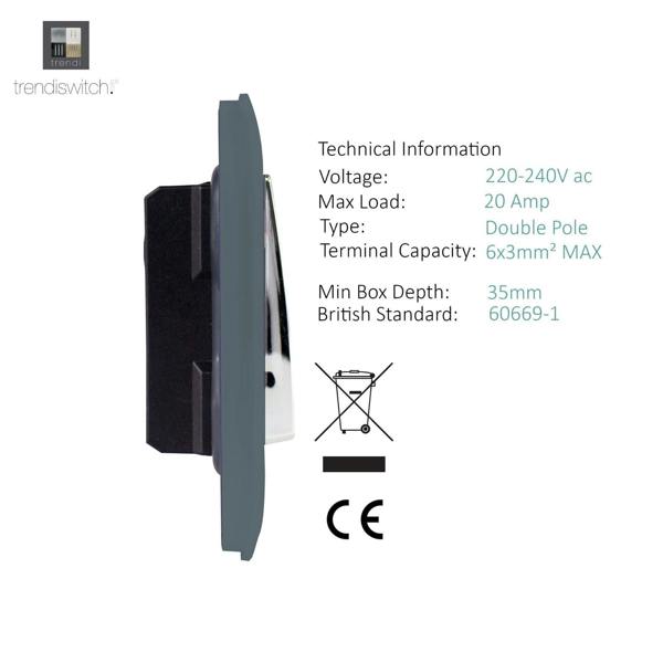 Trendi Switch 1 Gang 20 Amp Heavy Duty Rocker Switch in Warm Grey