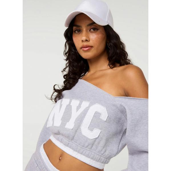 Pink Vanilla Off The Shoulder Graphic Sweatshirt