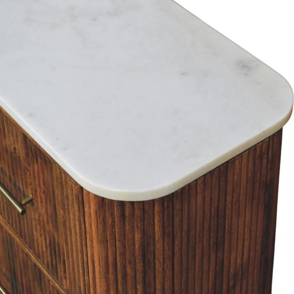 Artisan Furniture Solid Wood Beaumont Marble Chest, 3 Drawers, Brown