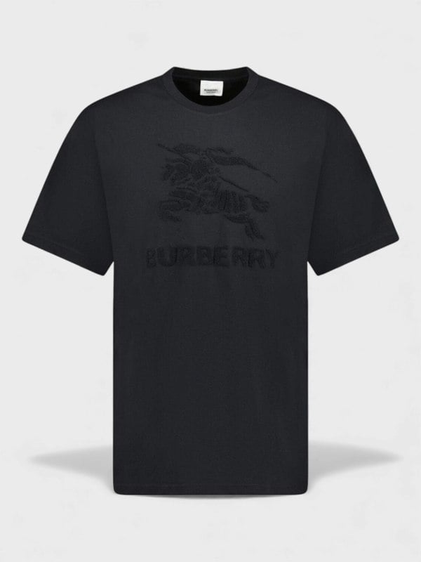 Burberry Raynerton Cotton Logo Embroidered T-Shirt Black