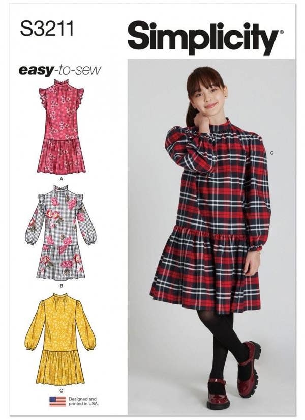 Simplicity Sewing Pattern 3211, Dresses for Kids, Teenagers, A (7-8-10-12-14) - Easy
