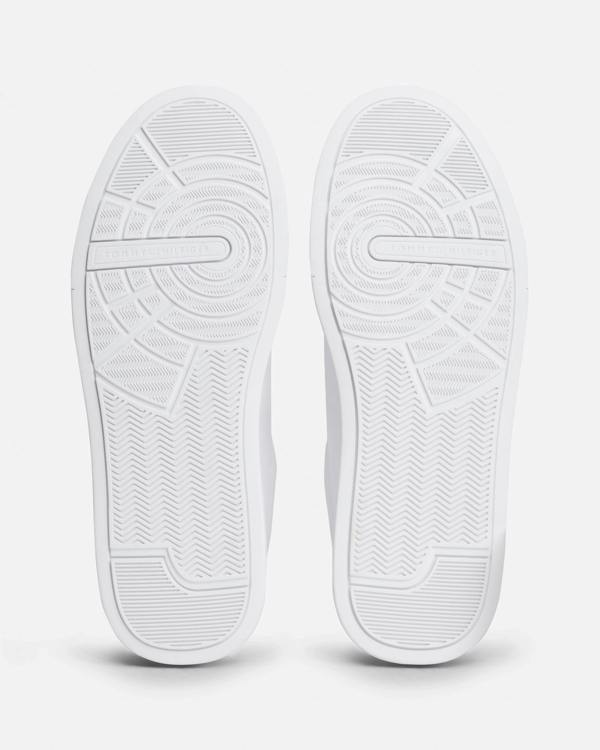 Tommy Hilfiger Court Leather Detail Mens Trainer - White/Universal Grey