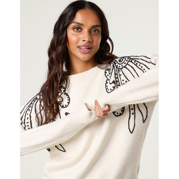 Blue Vanilla Embroidery Shoulder Detailing Jumper