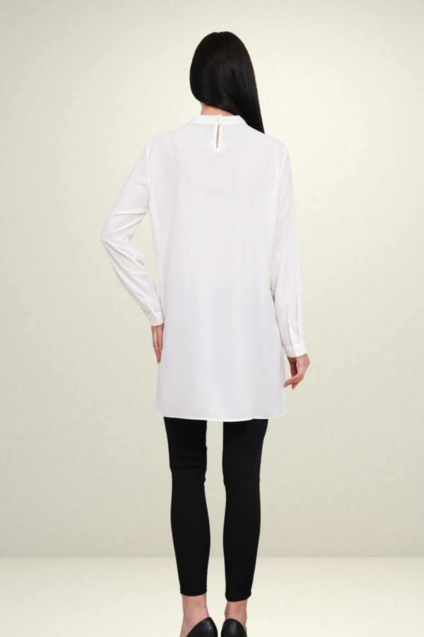 Hoxton Gal Relaxed Fit Long Sleeves Brooch Detailed Tunic