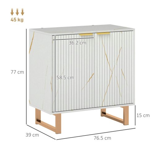 Wyld Haus Redi Sora White And Gold Elegant Sideboard With Ribbed Finish