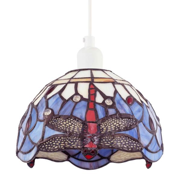 Lavender Purple Toned Stained Glass Dragonfly Tiffany Pendant Shade Image 8