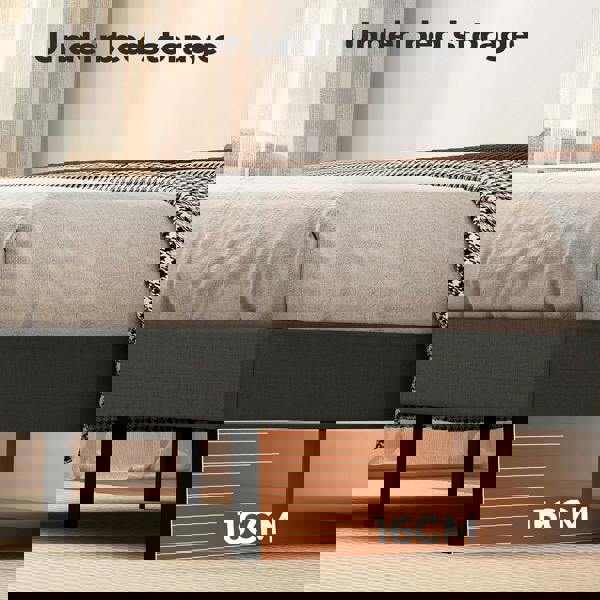 Levede Bed Frame Upholstered Linen Fabric Headboard Wooden Slat Double King Size