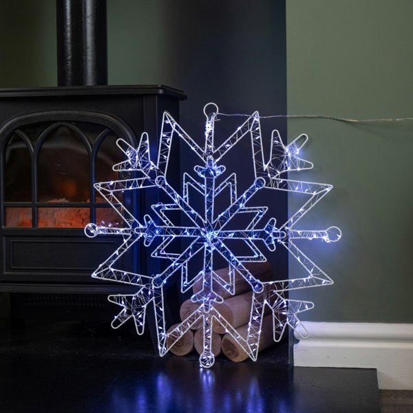 Samuel Alexander 52cm Light up Christmas Snowflake Dewdrop Silhouette with Twinkling LEDs