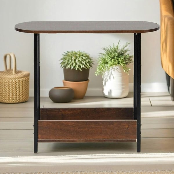 Rafaelo Mobilia 2 Tier Narrow Side Table Brown