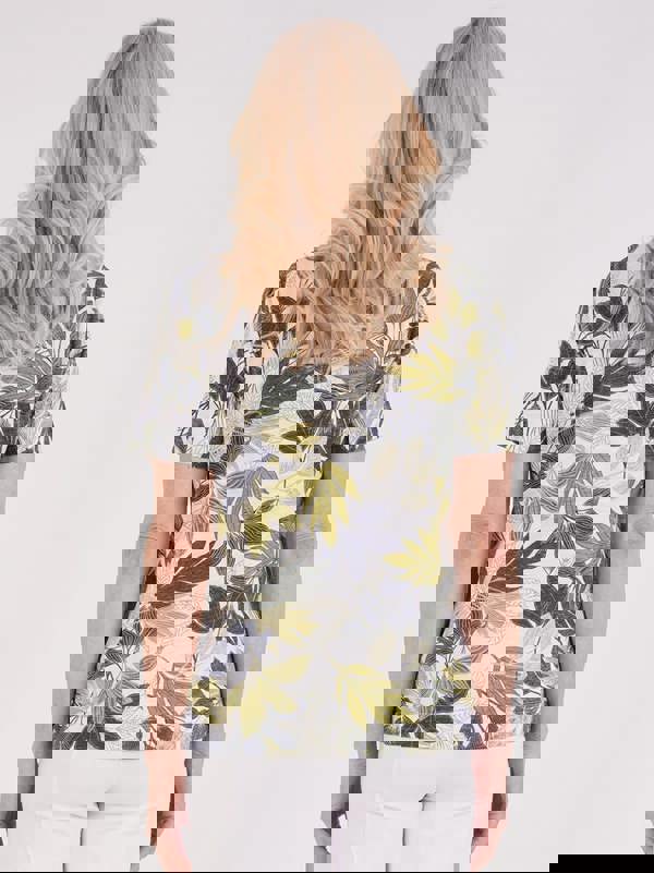 TIGI Embroiderd Notch Neckline Jungle Print Top