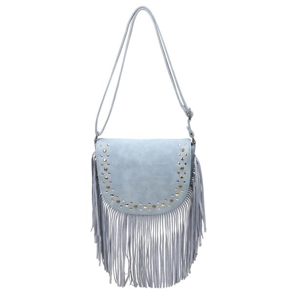 Kitise Western Style Bohemian Fringe Tassel Studded Crossbody Bag