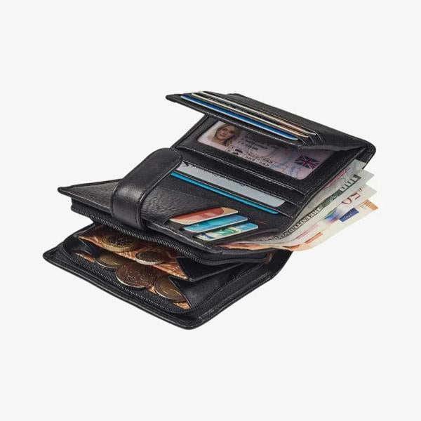 Stylish Black real leather purse for women with compact organised 
storage