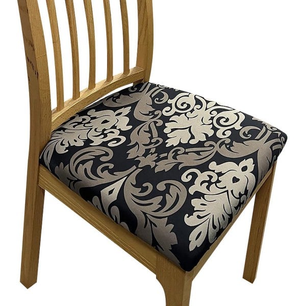 Anyseat Chair Cover Black Bronze Vine Print Stretch Seat Cover for Home Dinning Kitchen Washable Removable