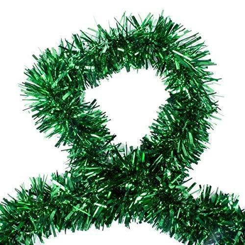 6ft Green Chunky Christmas Tinsel Garland Set for Tree, Home and Festive Decorating image 3