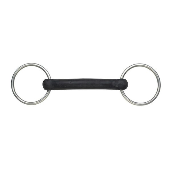 Shires Hard Rubber Horse Snaffle Bit - Black/Silver