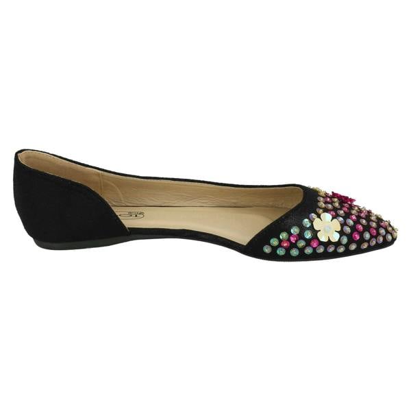 Spot On Ladies Spot On Sequin Ballerinas With Flower Detail F80374