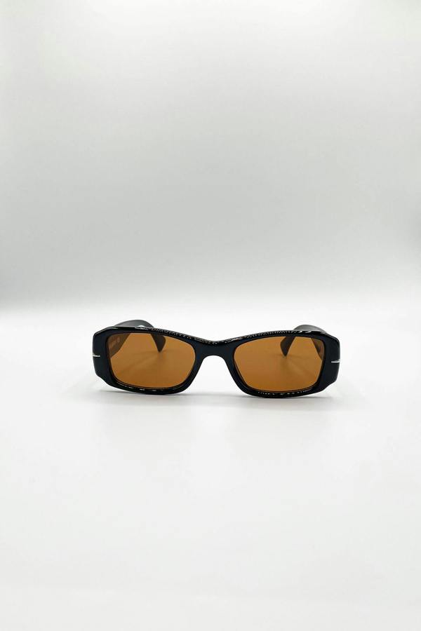 SVNX Bold Retangle Sunglasses In Brown Stripe