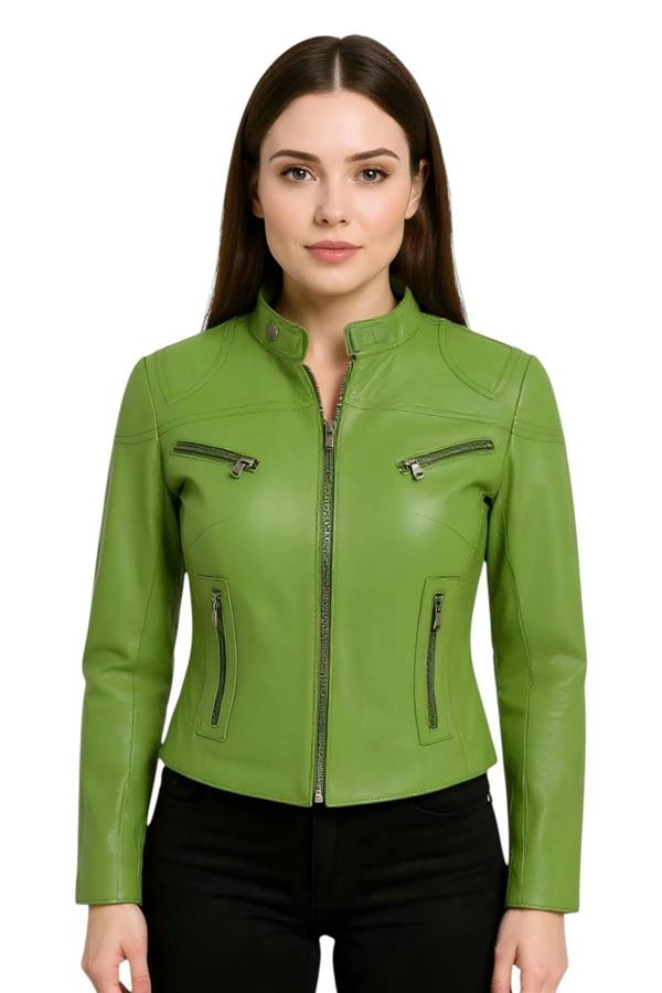 Infinity Leather Women's Casual Slim-Fit Leather Biker Jacket-Tulsa