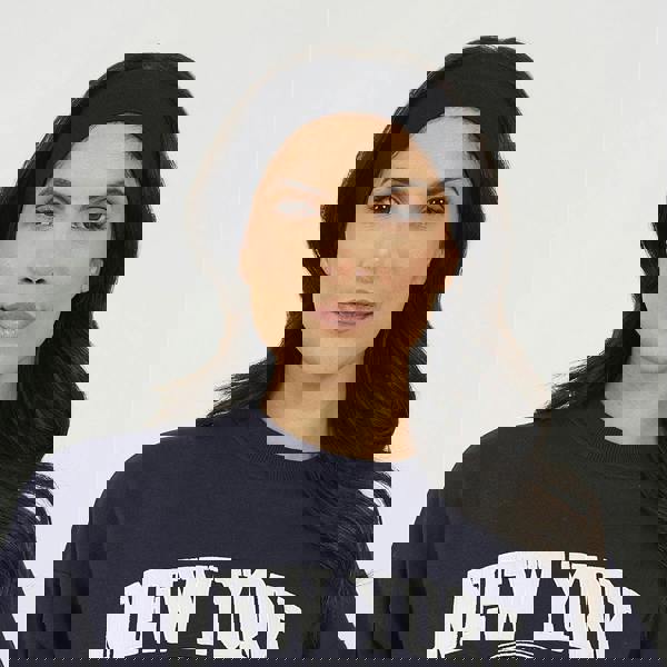 Brave Soul Navy Crew Neck Embroidered Sweatshirt - Navy Image 4