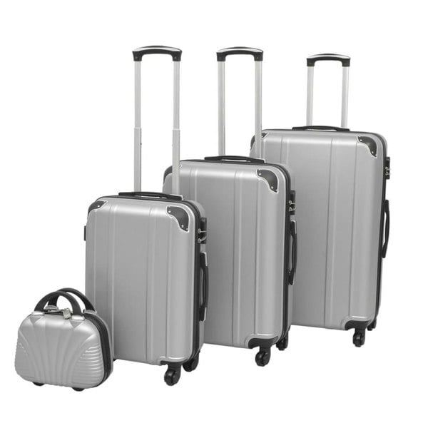 Berkfield Four Piece Hardcase Trolley Set Silver