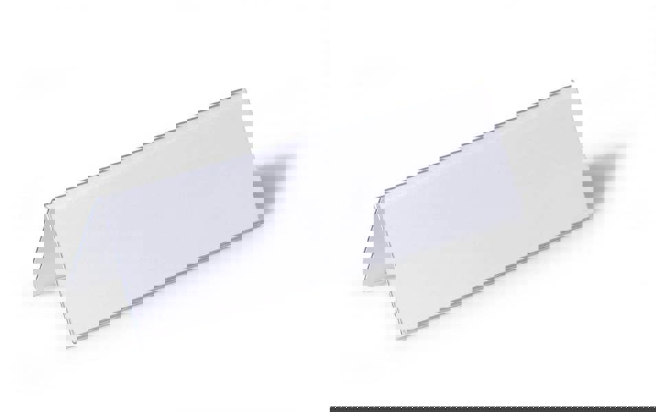 Durable Clear Plastic Table Place Name Holders and Inserts | 25 Pack | 61x210mm