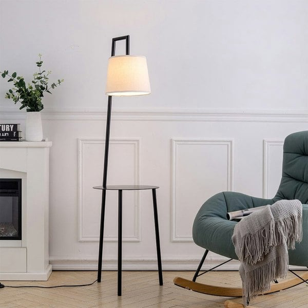 Metal Tray Table Floor Lamp with Linen Lampshade Floor Lamps Living and Home