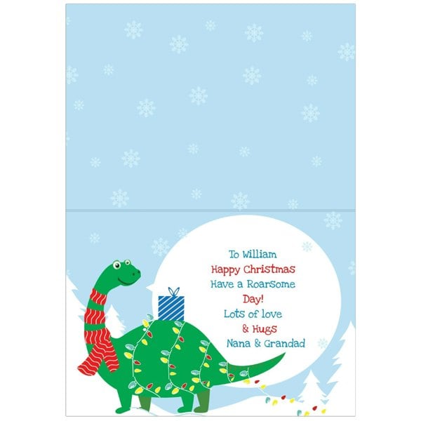 Personalised Memento Company Personalised Dinosaur 'Have a Roarsome Christmas' Card