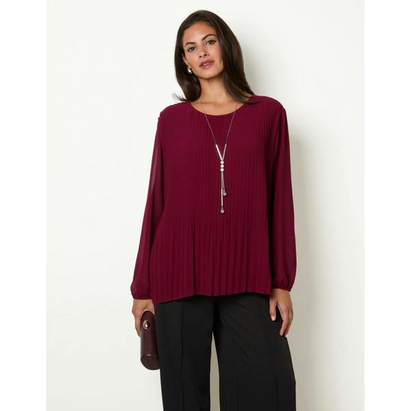 Blue Vanilla Long Sleeve Pleated Top