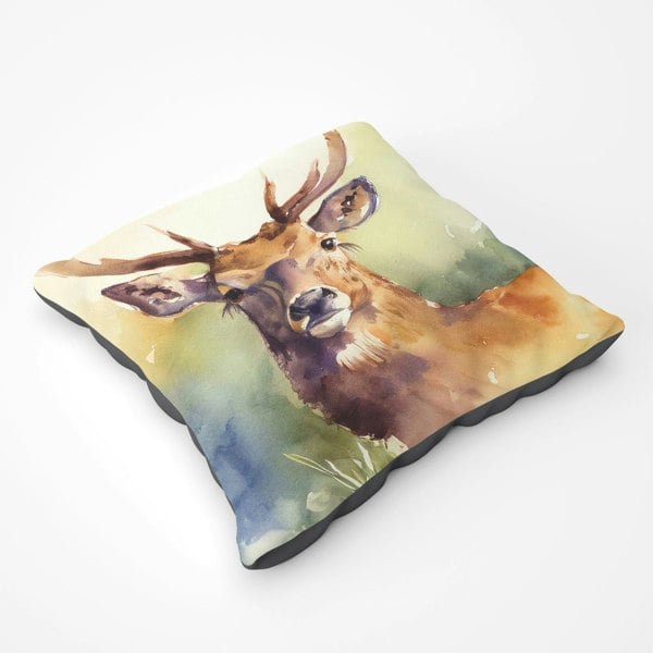 Warren Reed Splendid Stag Watercolour Floor Cushion