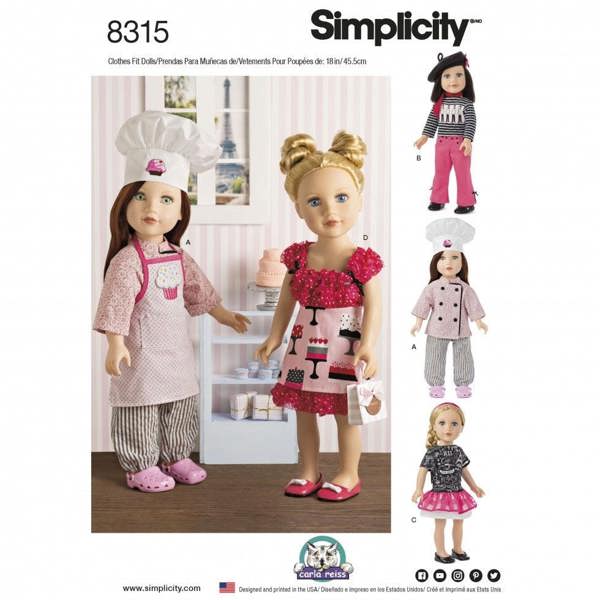 Simplicity Sewing Pattern 8315, Doll Clothes One Size - Easy