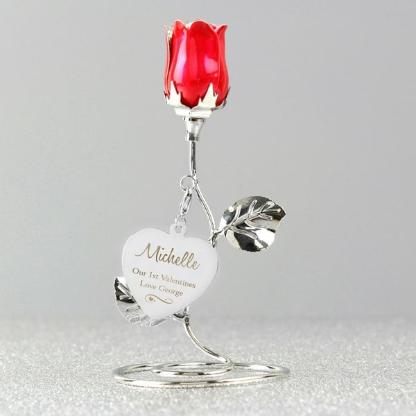 Personalised Memento Company Personalised Swirls & Hearts Red Rose Bud Ornament