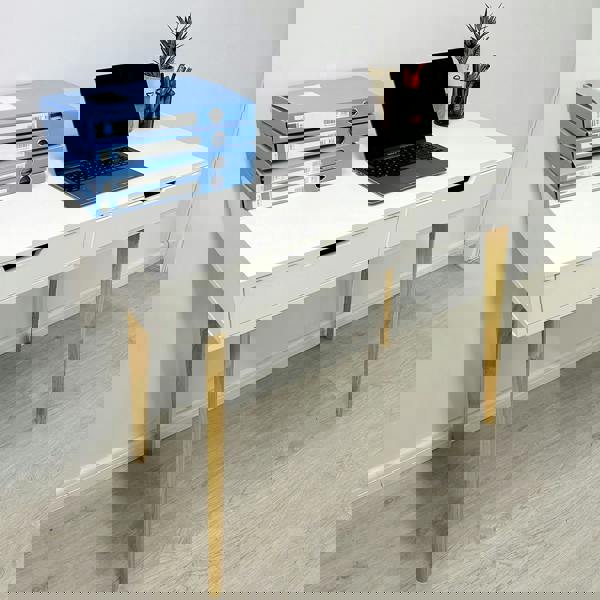 Gr8 Home Wooden Computer Desk Dressing Table Home Office Study Bedroom With Drawers White