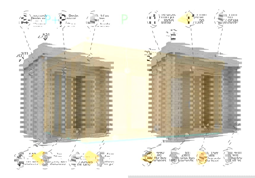 Shire Nuuk Log Cabin 16x13 Log Cabin 44mm Cladding - Best Shed
