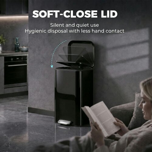 HOMCOM 50L Kitchen Bin, Pedal Bin with Removable Bucket, High Gloss Black