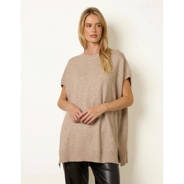 Blue Vanilla Diamante Sleeveless Knit Vest