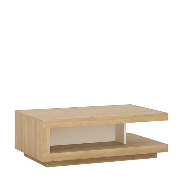 Furniture To Go Lyon Designer Coffee Table in Riviera Oak/White High Gloss