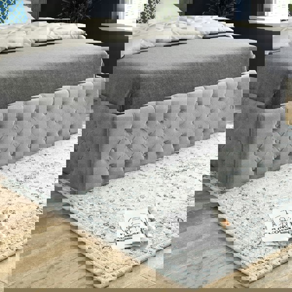 Casa Magna Turin Straight Winged Upholstered Soft Velvet Bed Frame - Grey