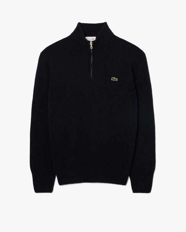 Lacoste Half - Zip Mens Merino Sweatshirt - Navy Blue 166 | CHO | Designer Mens Half Zip Sweatshirts