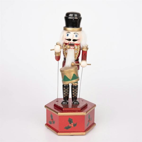 30cm Wooden Musical Nutcracker Soldier Christmas Decoration with Wind-Up Music and Hand-Painted Finish image 5