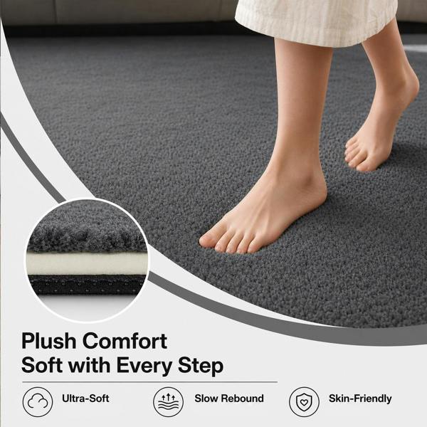 Marlow Rugs Living Room&nbsp; Faux Wool Carpet Rebound Foam Non Slip Washable Grey