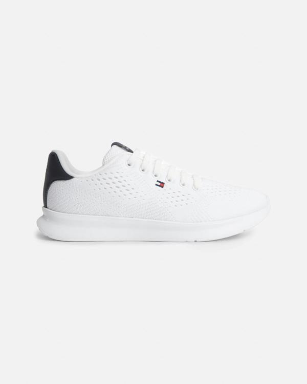 Tommy Hilfiger Lightweight Mens Knit Trainers - White | CHO | Designer Mens Trainers