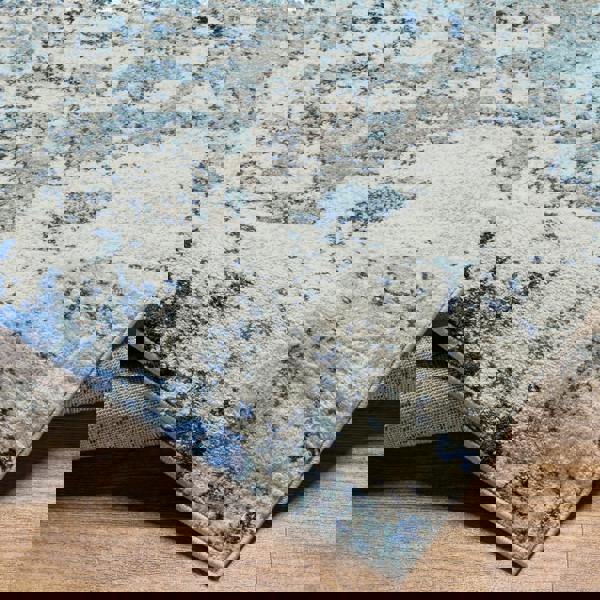 Livabliss Sunderland-Abstract Blue Grey Modern Marble Rug