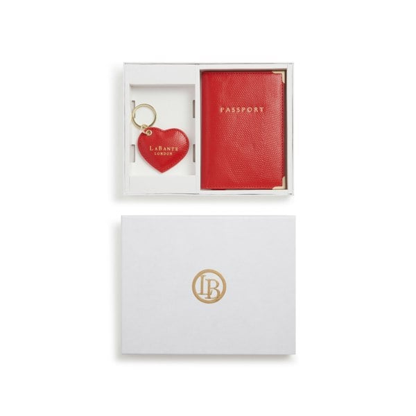 LaBante London Ash Red Passport holder & Key chain Gift Box