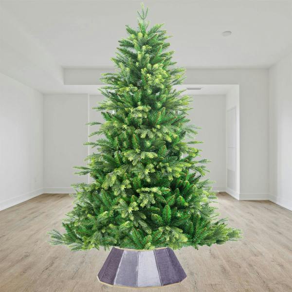 26.8 Inch Silver Diamond Shape Christmas Tree Collar Velvet Foldable Stand Cover image 4