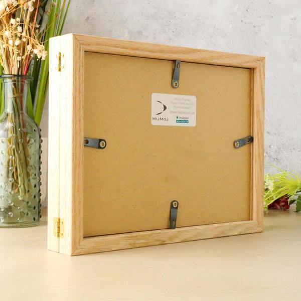 MijMoj Design Personalised Solid Oak Three Aperture Hinged Picture Frame - Natural Finish