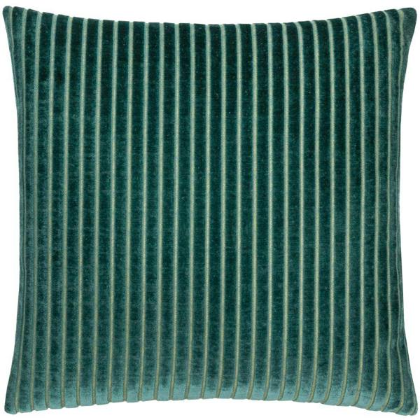 Paoletti Savoy Velvet Stripe Cushion Cover - Teal - 