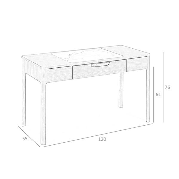 Angel Cerdá Walnut Dressing Table With White and Glossy Grey Marble-look Glass Top 7043
