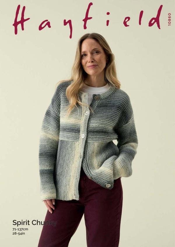 Hayfield Spirit Chunky Knitting Pattern 10860, Cardigans for Women, 28 - 54 Inches