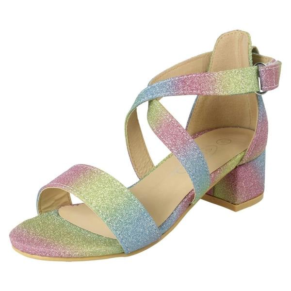 Spot On Girls Spot On Heeled Glitter Sandals H1125