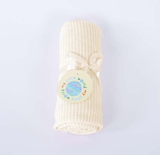 My Little World Stripes Velour Soft Stripe Blanket - Cream - 70cm x 90cm